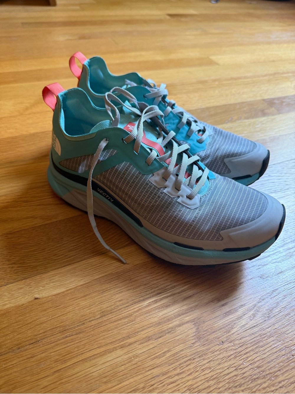 The North Face Women’s Sneakers - Light Gray & Teal with Coral Pull Tabs